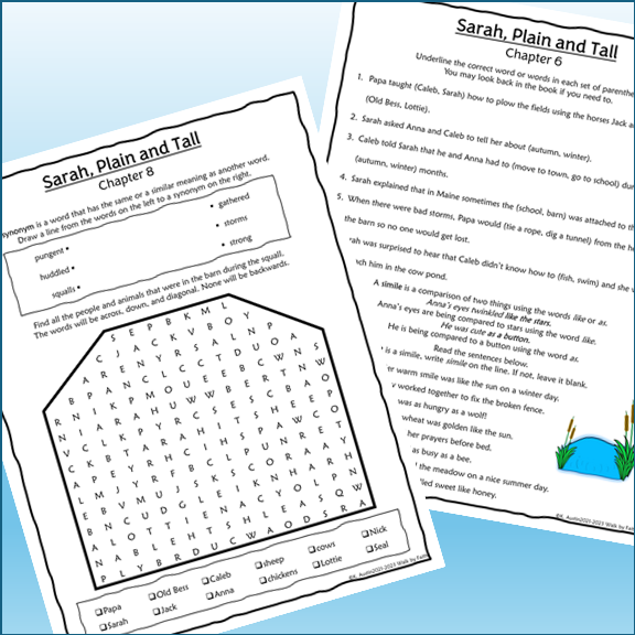 Sarah, Plain and Tall Novel Study