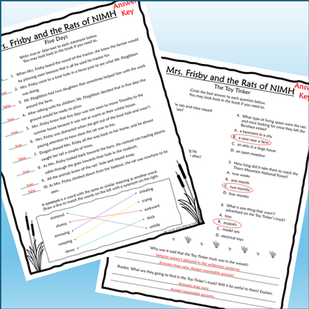 Mrs. Frisby and the Rats of NIMH Novel Study