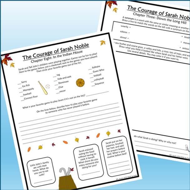 The Courage of Sarah Noble Novel Study