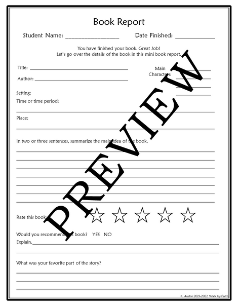 Book Report Forms - FREE