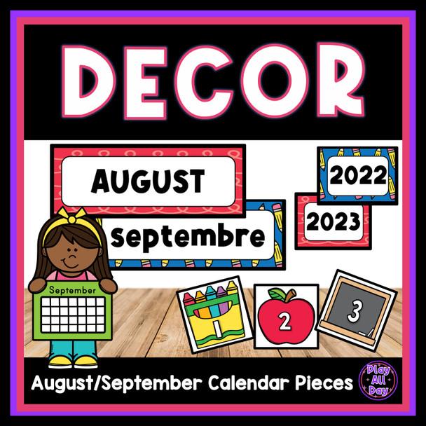 August/September Calendar Pieces and Numbers | Classroom Decor