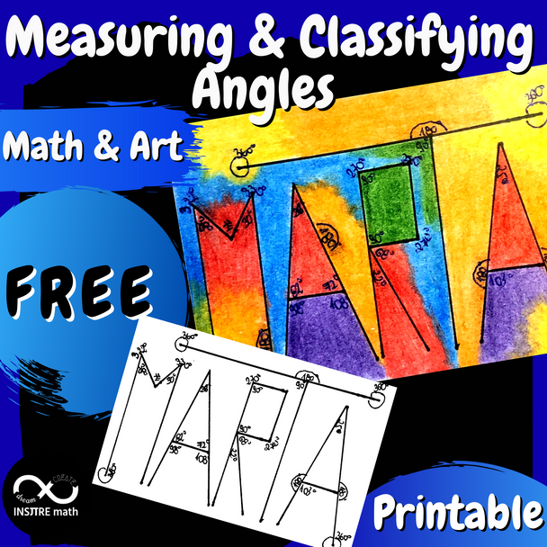 FREE Back to School Measuring Angles Types of Angles Name Math & Art Project