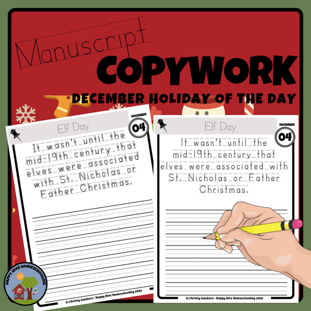 December Handwriting Practice - Manuscript