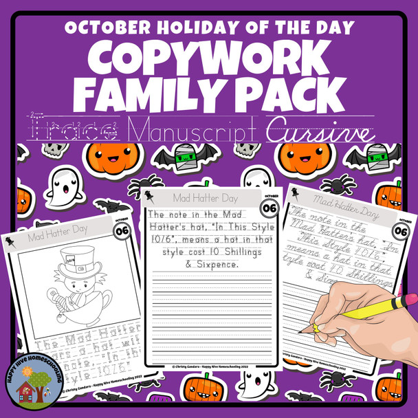 October Copywork Printables- Family Pack