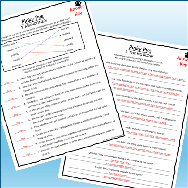 Ginger Pye and Pinky Pye Novel Studies Bundle