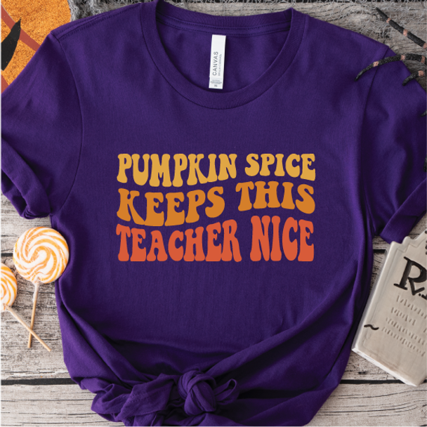 "Pumpkin Spice Keeps This Teacher Nice" T-shirt