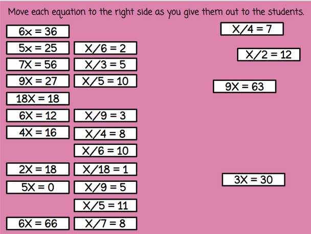 Valentine's Day One-Step Equation Bingo - Multiplication and Division - Digital and Printable