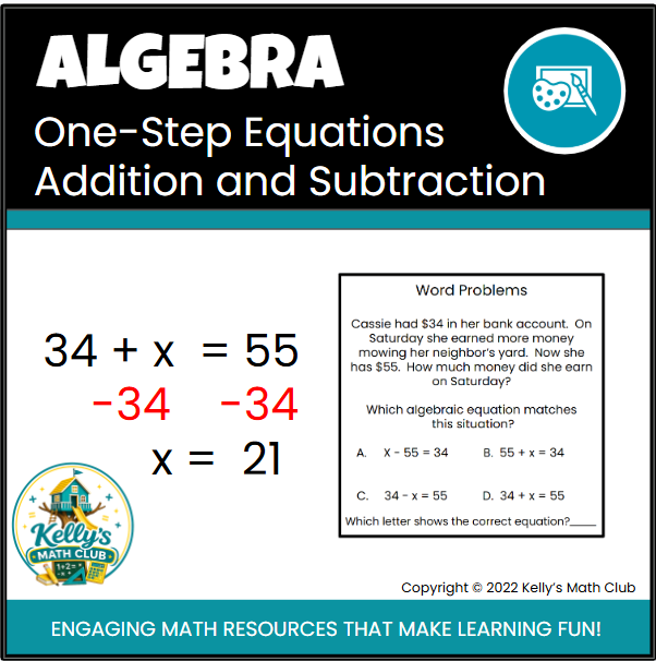 One-Step Equations with Addition and Subtraction - Digital and Printable