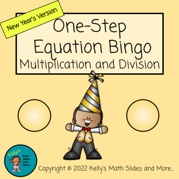 New Year's One-Step Equation Bingo - Multiplication and Division - Digital
