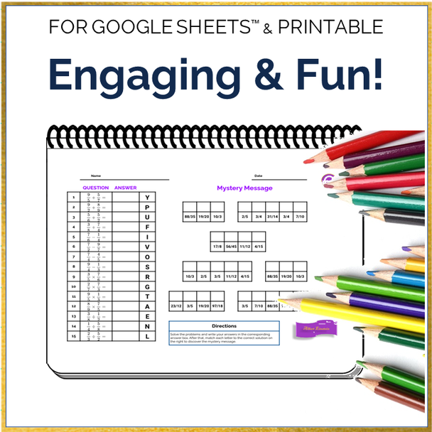 Operations with Fractions Activity | Add Subtract Multiply Divide Code Breaker