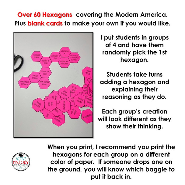 Modern America Review Activity Hexagonal Thinking EOC STAAR Review