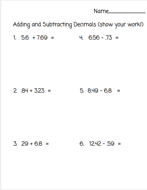 Easter Adding and Subtracting Decimals with Number Chips