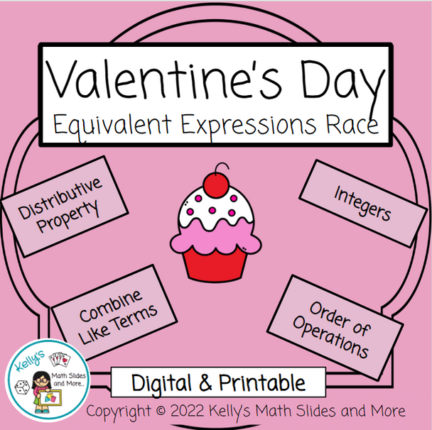 Valentine's Day Equivalent Expressions Race - Digital and Printable