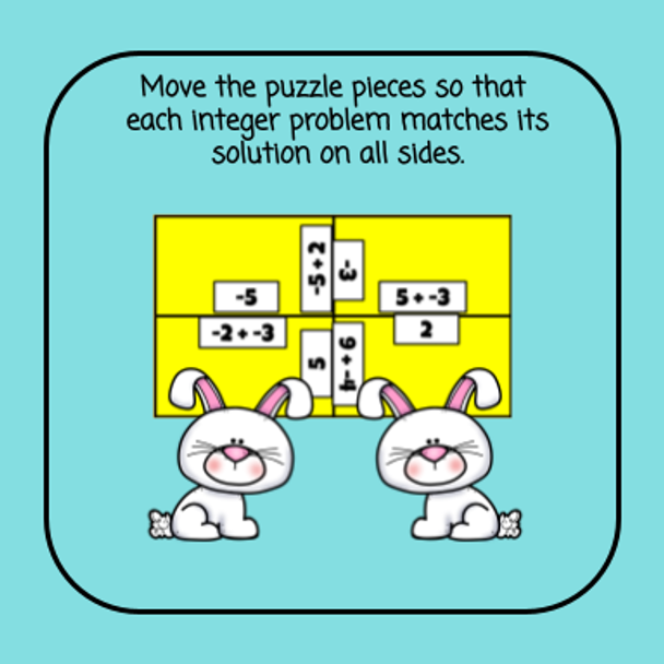 Easter Puzzle - Adding and Subtracting Integers