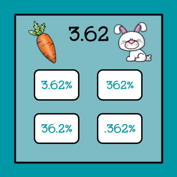 Easter Fractions Decimals Percentages Conversion Game