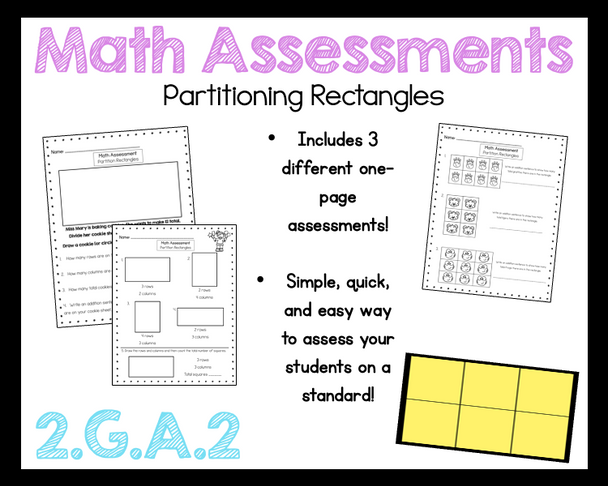 2.G.A.2 Partitioning Rectangles 2nd Grade Math Assessment 2.G.2