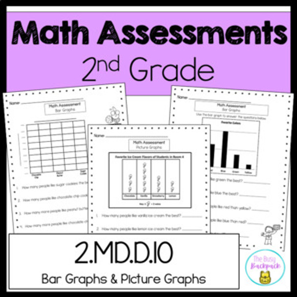 2.MD.10 Bar Graphs & Picture Graphs Assessment 2nd Grade Math 2.MD.D.10