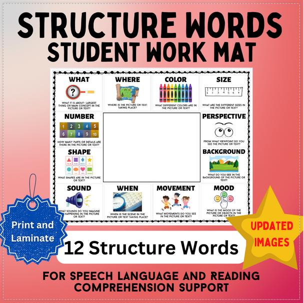 Structure Words Student Work Mat: Visualize/Verbalize for Reading Comprehension