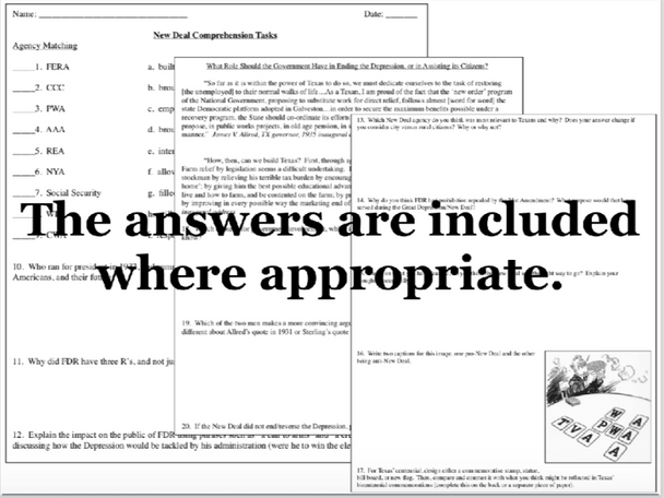 The New Deal in Texas PowerPoint and Primary Source Analysis