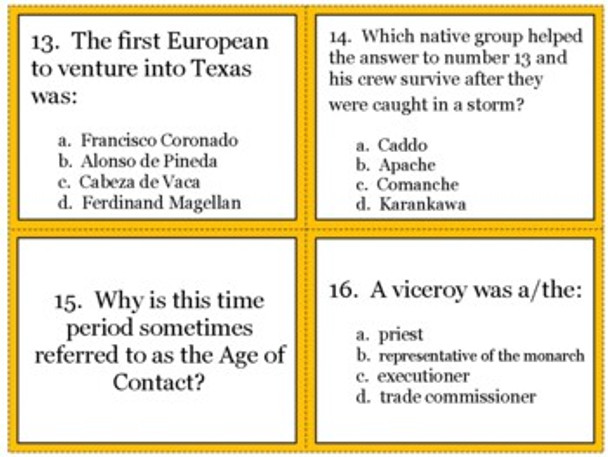 Early Explorers of Texas Task Cards