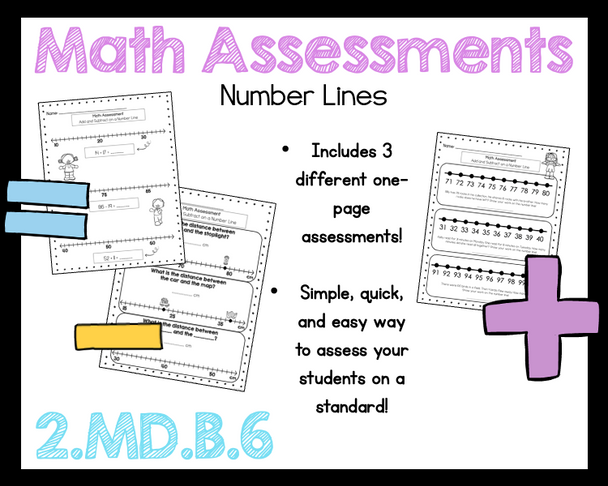 2.MD.6 Add and Subtract Length on Number Line Assessment 2nd Grade Math 2.MD.B.6