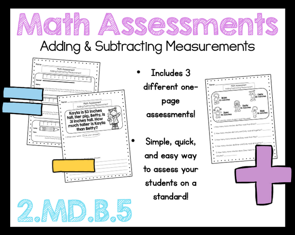 2.MD.5 Measurement Word Problems Assessment 2nd Grade Math 2.MD.B.5