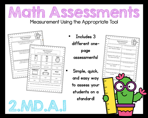 2.MD.A.1 Measuring Objects with Appropriate Tools Measurement Assessment 2nd Grade