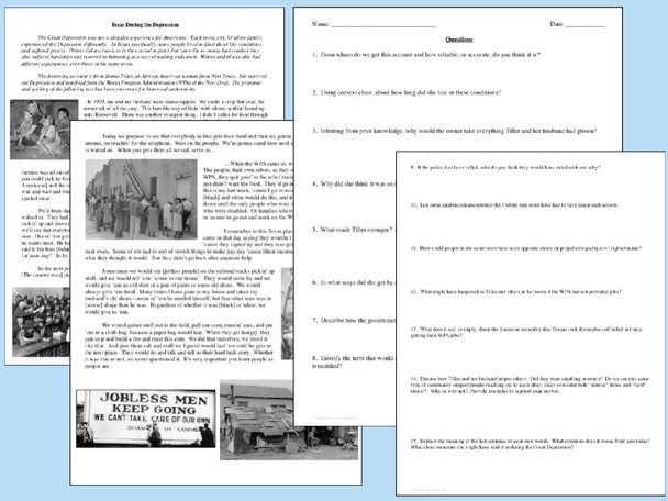Texas History Primary Source Analysis Bundle