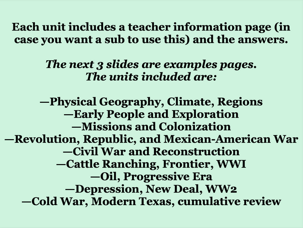 Texas History True False Fix Bundle
