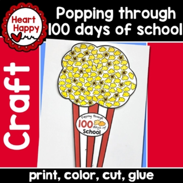 Popping through 100 Days of School Popcorn Craft