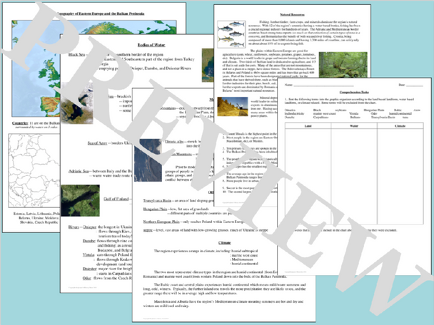 Eastern Europe's Physical Geography Reference Sheet and Review