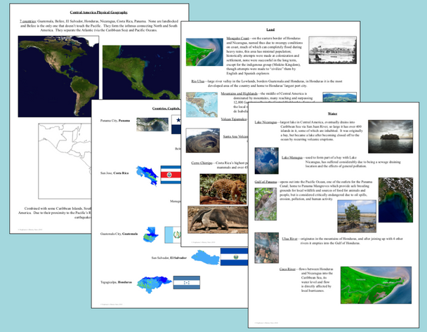 Physical Geography of Central America Reference Sheet and Review