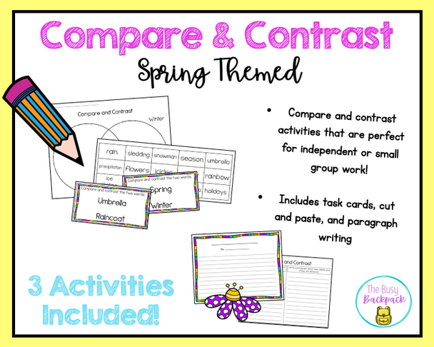 Spring Compare and Contrast Activity 1st 2nd 3rd Grade