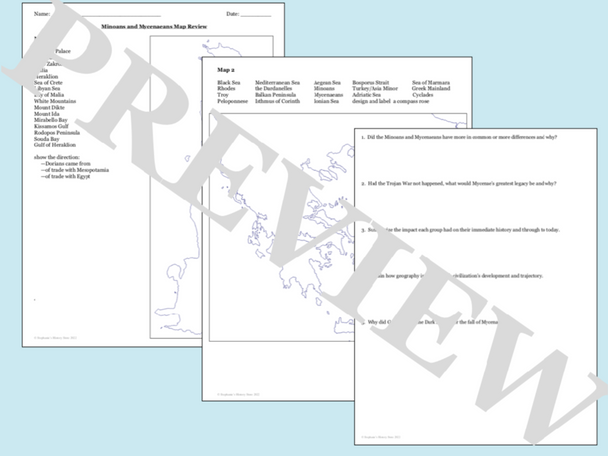 Minoans and Mycenaeans Map Activity