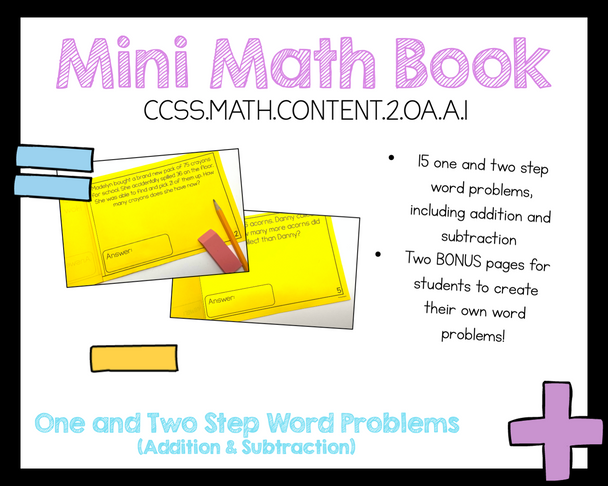 2nd Grade Math One and Two Step Word Problems 2.OA.A.1