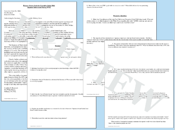 Executive Order 9066 Primary Source Analysis