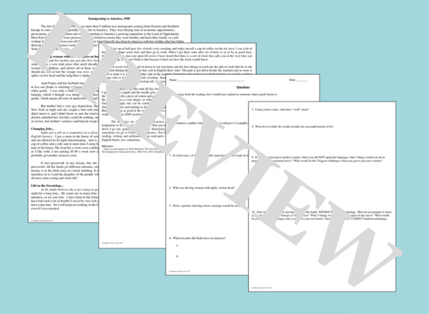 Immigration Primary Source Analysis