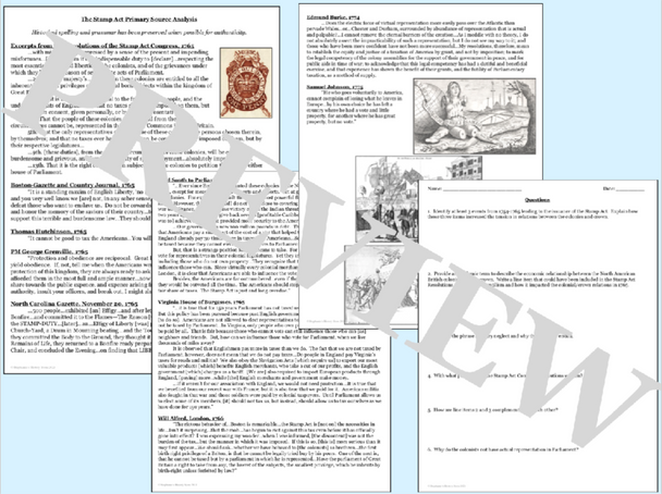 The Stamp Act Point of View Primary Source Analysis