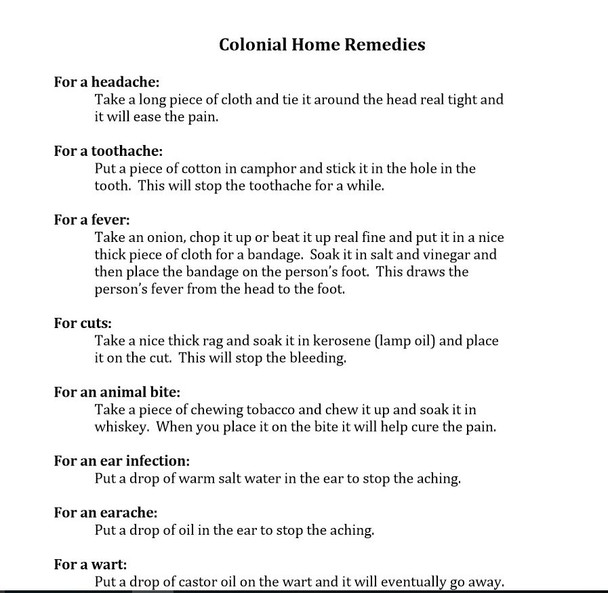 Colonial America: Medical Home Remedies