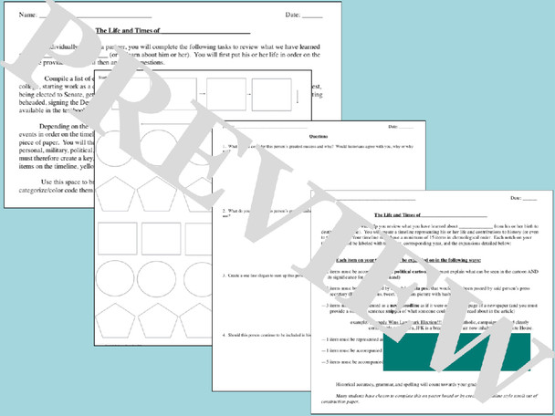 History End of Semester Project Bundle