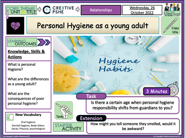 Personal Hygiene as a young adult