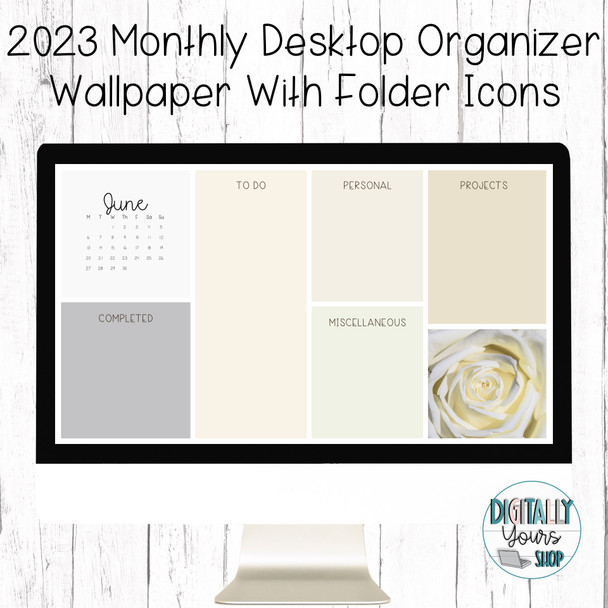 Desktop Organizer Wallpaper Monthly 2023 With Folder Icons