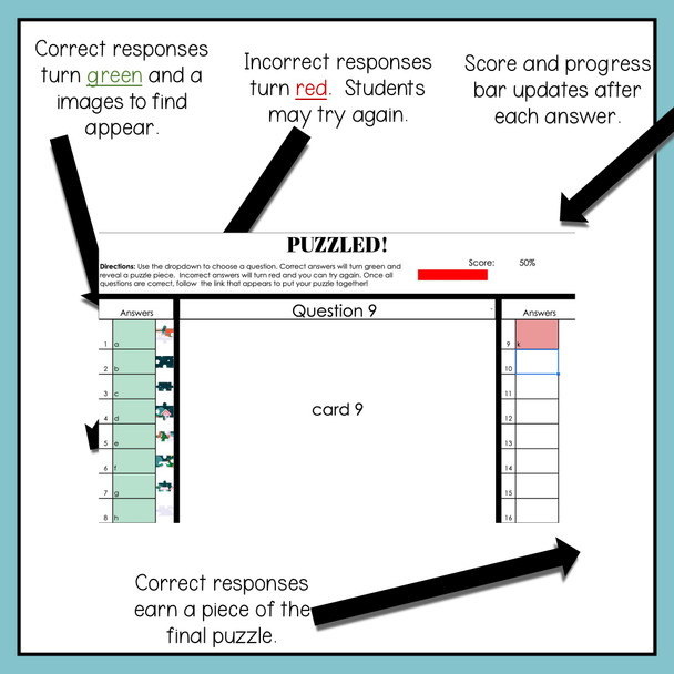 Christmas - Winter - Holiday - Self-Grading Self-Checking Puzzled Template for Google Sheets