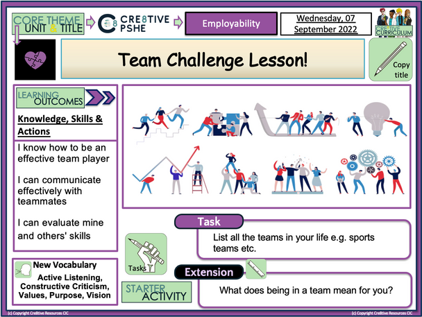 Teamwork Challenge Lesson 