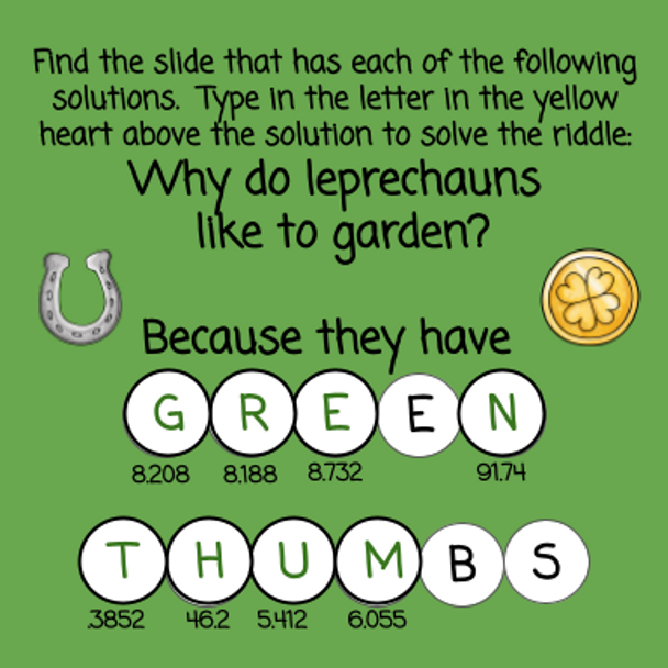 St. Patrick's Day Multiplying Decimals - Digital and Printable