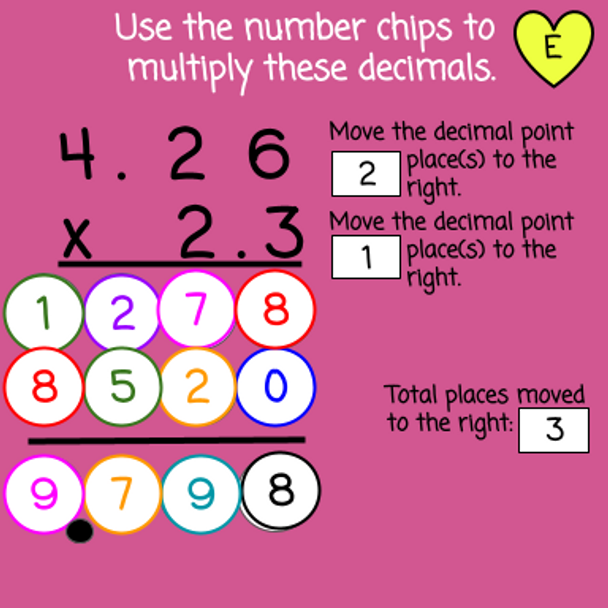 Valentine's Day Multiplying Decimals - Digital and Printable