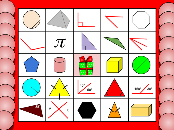 Christmas Geometry Bingo