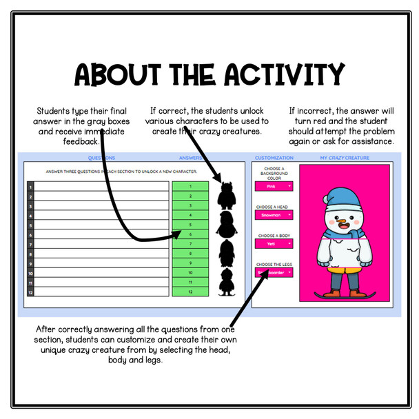 Sales Tax and Tip Holiday Crazy Creatures Self-Checking Google Sheets Activity