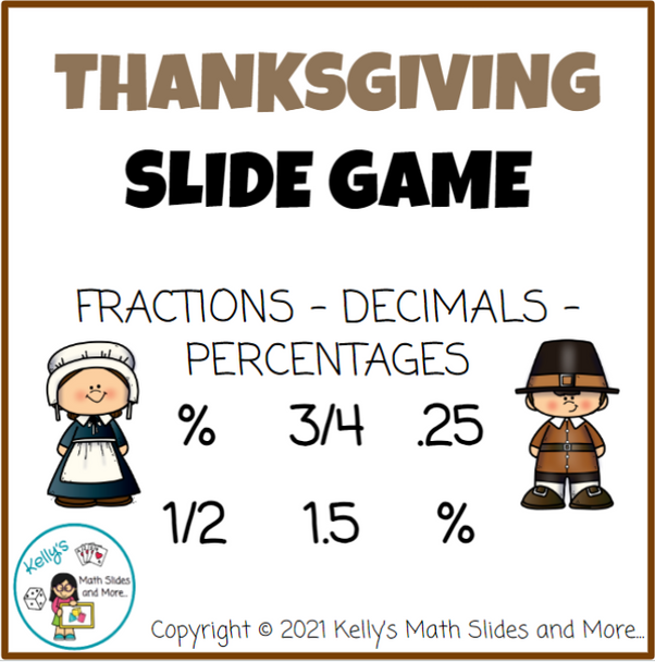 Thanksgiving Fractions-Decimals-Percentages-Conversion Slide Game