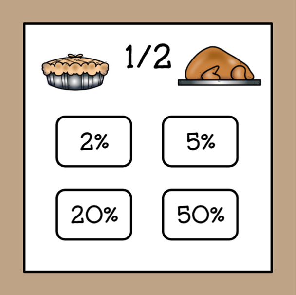 Thanksgiving Fractions-Decimals-Percentages-Conversion Slide Game